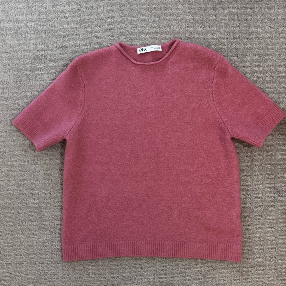Zara Rolled Crewneck Short Sleeve Top